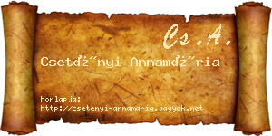 Csetényi Annamária névjegykártya